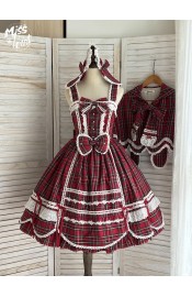 Miss Point Plaid Petal Rabbit JSK(Reservation/2 Colours/Full Payment Without Shipping)